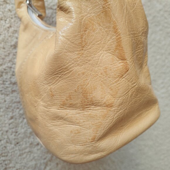 Custom Made Aged/Yellowed-White Leather Mini Handbag - Picture 6 of 13